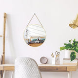 LONGWIN Hanging Wall Circle Mirror Decor Gold Geometric Mirror with Chain for Bathroom Bedroom Living Room 9.8"