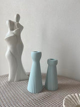 Taper Candle Holders for Candlesticks Ceramic Candle Stick Candle Holder- Set of 2 Decorative Candle Stand for Wedding Decor,Dinner Party and Table Centerpieces,Housewarming Gift Blue