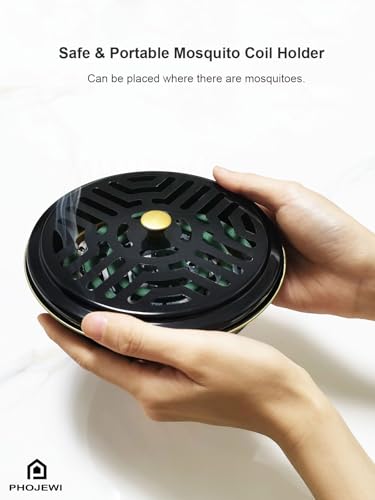 Mosquito Coil Holder, 2 Pack Metal Mosquito Repellent Coil Holder with Lid Emerald Portable Incense Coil Burner for Outdoor Camping Patio Party (Emerald)