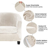 MIFXIN 2 Pieces Velvet Tub Chair Covers with Cushion Cover Stretch Soft Removable Tub Chair Slipcovers Armchair Sofa Couch Furniture Protector for Living Room Club Bar Counter Hotel (Beige)