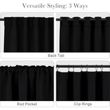 PONY DANCE Black Kitchen Blackout Curtains Over Sink, Short Half Curtains for Bathroom Basement Small Window Decor, Thermal Insulated Light Blocking Bedroom Draperies, W 42 x L 45 inches, 2 Panels Set