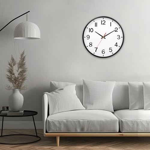 Wall Clocks Battery Operated 8 inch Modern Wall Clock,Silent Non Ticking Wall Clock for Living Room Bedroom Kitchen Office Classroom Decor (White and Black)