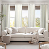 Cream Linen Blend Blackout Curtains 84 Inch Long 2 Panel Back Tab Thermal Insulated Light Blocking Curtain for Living Room Black Out Drape for Bedroom Neutral Rustic Farmhouse 52x84 Length Ivory White
