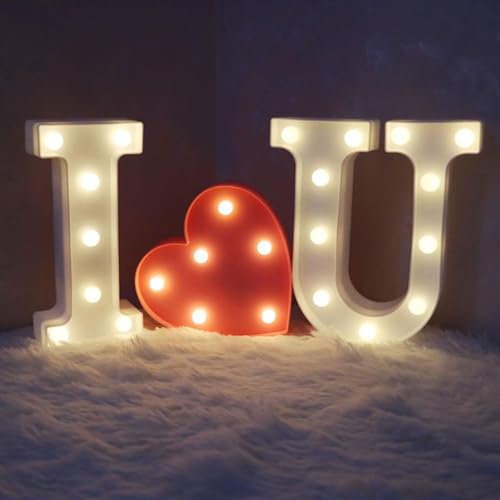 Light Up I Love You Letters Sign for Wedding LED Heart Marquee Lights Night Light Lamp Christmas Holiday Gift Home Party Decoration