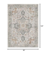 GENIMO 8x10 Area Rugs for Living Room, Machine Washable Non Slip Vintage Area Rugs, Low Pile Lightweight Print Rug for Bedroom, Dining Room, Home Office, Light Taupe Brown