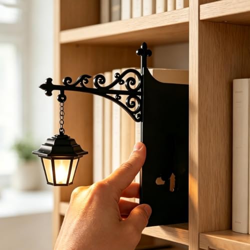 Library Lantern-Decorative Bookshelf Lighting, Reading Nook LED Nightlight, Wooden Bookcase Lamps, Vintage Table Desk Luminaires, Studious Home Room Ornament