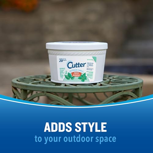Cutter Candle, Outdoor Soy Wax Candle Made with Real Citronella Oil and Cornmint Oil Reduces The Presence of Mosquitoes with A Light, Fragrant Citronella and Mint Scent, 11 Ounces