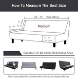 Stretch Futon Cover Full Queen Size Soft Small Check Jacquard Armless Sofa Bed Slipcover Washable Couch Cover with Non-Slip Elastic Bottom Furniture Protector Kids Pets(K,Medium:160-190cm)