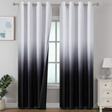 Estelar Textiler Black and Greyish White Blackout Curtains for Bedroom, Ombre Black out Curtains 84 Inch long for Living Room,Room Darkening Thermal Insulated Grommet Window Drapes,52x84 Inch,2 Panels
