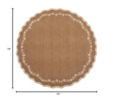 GarveeHome Christmas Round Rugs 6ft Brown Scalloped Washable Circle Rug