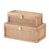 Natural Bamboo Decorative Box with Lids, Unique Decorative Boxes Set of 2, Boho Wedding Keepsake Box, Memory