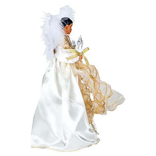 Kurt S. Adler, Inc. UL2219 Kurt Adler 10-Light 12" Ivory & Gold Black Angel Treetop