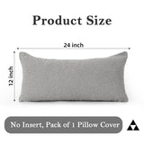 Boucle Lumbar Pillow Cover 12x24 inch Light Gray