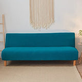 YOPOIY Rich Textured Futon Cover Fitted Non-Slip Futon Slipcover Premium Polyester with Small Checked Armless Sofa Cover with Elastic Bottom -blue-3-160-190cm