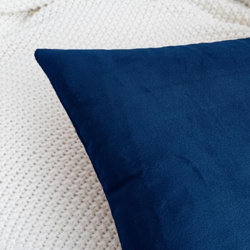 HWY 50 Navy Blue Throw Pillow Covers Velvet 18x18 Inch Pack of 2