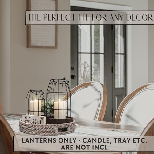 Rustic Farmhouse Lantern Decor Set of 2 - Stylish Decorative Lanterns