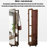 Solid Wood Household Full-Length Mirror Hanger One Full-Length Mirror Rotating Floor Mirror Wardrobe Mirror Fitting Mirror White