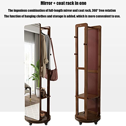 Solid Wood Household Full-Length Mirror Hanger One Full-Length Mirror Rotating Floor Mirror Wardrobe Mirror Fitting Mirror White