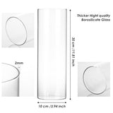 Fixwal Set of 2 Clear Tall Glass Cylinder Vases for Centerpieces, 12 x 4 Inch Tall Glass Floating Candle Holder Vase for Table, Wedding Decorations, Flower Vase for Decor