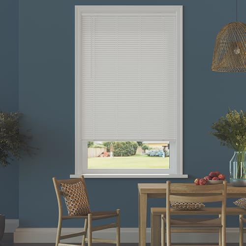 Cordless Room Darkening Mini Blinds for Indoor Windows - 29" W x 64" L - White, Over 1,400 Custom Sizes Starting at $9.97, 1" Vinyl Slats, Horizontal Window Blinds by Lumino
