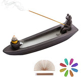 ChangWanna Frog Incense Holder Waterfall - Ceramic Cone Backflow Incense Burner Smoke Fountain, Back Flowing Incense Diffuser with 45 Sticks & 12 Cones, Frog Ornament for Aromatherapy/Yoga/Home Decor