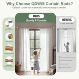 QDWIS Wood Curtain Rods for Windows 48 to 84 Inch,1'' Diameter Drapery Rods with Imitation Wood Grain Leaf Pattern Finials,Boho Adjustable Heavy Duty Curtain Rods Set,36-88'',Color:Natural Wood