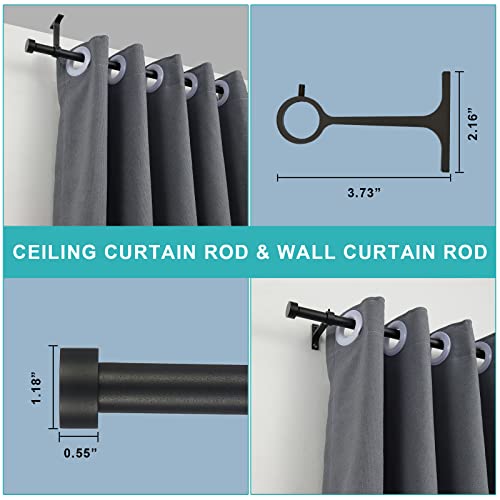 2-Pack Curtain Rod for Windows 16-28",Adjustable Window Curtain Rods with Premium Aluminum End Cap Finials and Full Surround Brackets,3/4"(0.075Feet) Diameter,Matte Black Drapery Rods for Curtains