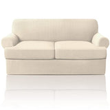 PrinceDeco Stretch Loveseat Sofa Cover Bundle T Cushion Loveseat Slipcover, Natural