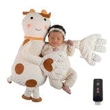 Cow Shaped Pillow – Longer Runtime with Remote and 3-Level Adjustable, Premium Soft Fabric Accent Cushion for Couch, Sofa, Bed & Living Room Décor