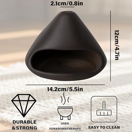 MOUGIGI Palo Santo Holder Incense Burner-Zongzi Clay Smudge Bowl with Chimney, Mini Ceramic Fireplace for sage、Cone Burning, Aromatic Home Decor, Ceramic ash Tray, Anxiety Relief Meditation for Women