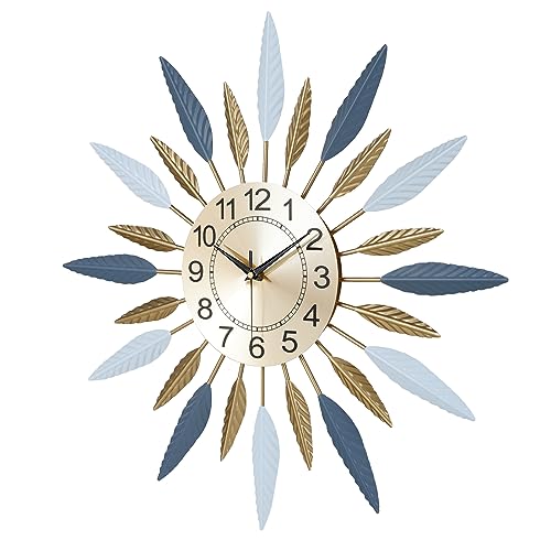 Lafocuse 23 Inch Silent Large Wall Clock for Living Room Décor, Decorative Mid Century Wall Clock, Sunburst Starburst Wall Clocks Battery Operated, Modern Art Deco