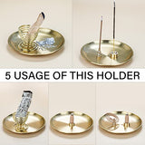 ZenBless 5 in 1 Incense Burner, Palo Santo Holder, Sage Holder, Incense Holder for Incense Sticks/Coil Incense/Incense Cones, 5.5 inches Brass Ash Catcher for Meditation Yoga Room