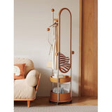 Decorative Wooden Full-Length Dressing Mirror Household Floor Rotating Coat Rack for Living Room