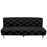 Hixingo Stretch Armless Futon Cover, Futon Mattress Cover Soft Futon Covers with Elastic Bottom, Lattice Print Futon Slipcovers Washable Futon Couch Cover (Black Plaid,Medium (63-75"))