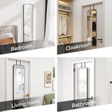 47x14 inch Full Length Mirror Over the Door Hang or Wall Mounted Black | Aluminum Alloy Frame,HD Glass, Full Body Make-Up Mirrors for Bedroom, Bathroom,Entryway,Dressing Living Room