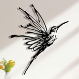 LIYAOLI 3D Metal Hummingbird Wall Art - Unique Black Outdoor Garden Decor, Waterproof Bird Sculpture for Patio, Living Room, Bedroom & Bathroom(12.3"x16.5")