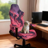 GLENLCWE Dragon Print Washable Gaming Chair Covers with Armrest Cover, 4pc/Set Office Chair Covers Slipcovers with Zipper, Red Stretchable Game Chairs Slipcovers