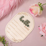 Baby Announcement Sign, 5.91x4.13 Inch Wooden Hello World Baby Name Sign Newborn Announcement Sign Birth Announcement Plaque for Home Hospital Nursery