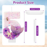 Purple Number 5 Candles Mermaid Birthday Candle 5th Birthday Cake Topper Cupcake Decorations for Girls and Women Party Decor Anniversary Celebrations Supplies Favors