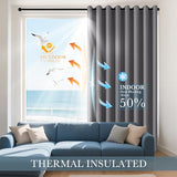 PONY DANCE Gray Black Out Curtains 72 Inch Long 2 Panels Set, Thermal Insulated Room Darkening Grommet Solid Soft Drapes for Bedroom/Living Room Window Decor Light Blocking, W34 x L72 Inch, Grey