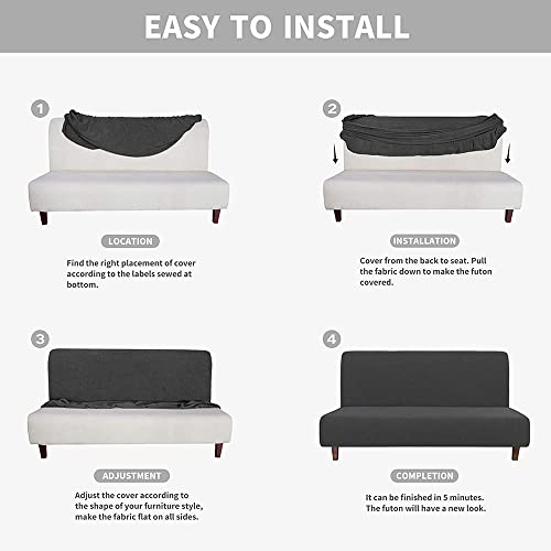 YOPOIY Printed Fitted Armless Sofa Cover Furniture Protector Stretch Folding Futon Cover Anti-Slip Soft Futon Slipcover with Elastic Bottom, for Pets -21-120-150cm