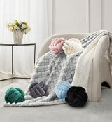 2 Pcs Knot Pillows, Black Knotted Ball Pillow Plush Throw Pillows for Bed Sofa Couch, 8.7" Decorative Round Pillow Cushions