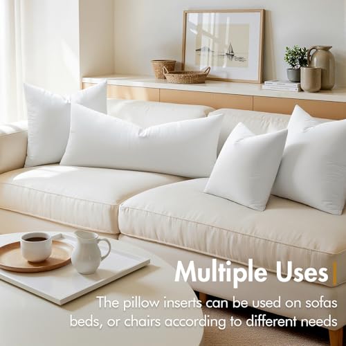 MIULEE 14x26 Synthetic Down Alternative Pillow Insert, Fluffy Soft Throw Pillow for Couch Bed Sofa Plush Luxury Lumbar Support
