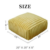 Square Floor Pouf Cover Unstuffed Soft Storage Ottoman, Yellow