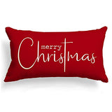 Allorry Christmas Pillow Covers Merry Christmas Throw Pillow Decorative Christmas Red Cotton Cloth Linen Cloth Pillow Cover Sofa Cover Decorative Rectangle Length 12X20 inches
