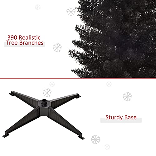 HOMCOM 6' Artificial Pencil Christmas Tree, Slim Xmas Tree with 390 Realistic Branch Tips and Plastic Stand, Black