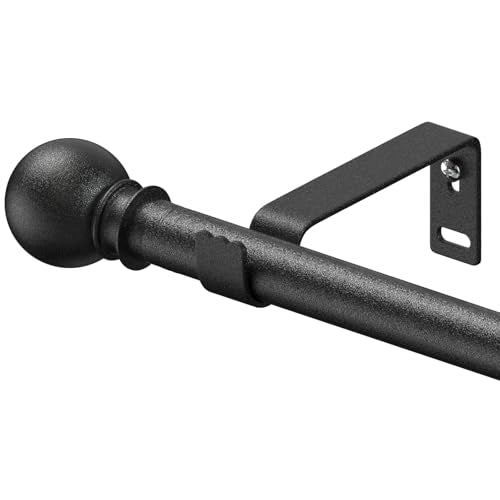 Curtain Rods for Windows 28-44 inch, 5/8 inch Black Curtain Rod Set, Splicing Heavy Duty Rod with Brackets, Decorative Curtain Rod for Bedroom, Living Room, Kitchen, Outdoor, Patio