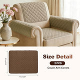 uxcell 2 Pcs Couch Arm Covers, 28" x 24" Waterproof Armrest Cover for Sofa, Non-Slip Chair Arm Covers Protector, Headrest Cover, Dark Brown