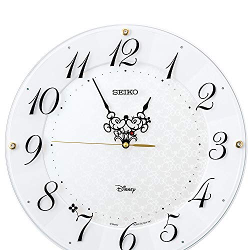 Seiko Clock Character Wall Clock, Adult Disney Mickey Mouse, Minnie Mouse, Radio, White Pearl, Diameter 12.9 x 1.8 inches (327 x 46 mm), FS513W
