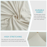 Iauddy Armless Accent Slipper Chair Cover Slipcover,Stretch Spandex Removable Jacquard Fabric Non-Slip Silp Cover for Accent Chair Without Arms Furniture Protector for Living Dining Room(Beige, 1)